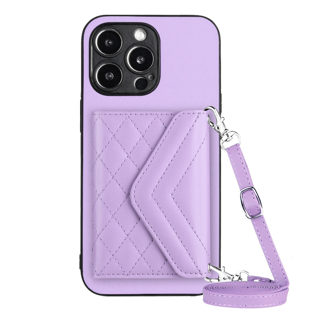 iPhone 15 Pro Leather Case with Card Holder & RFID Protection, Long Lanyard Included
