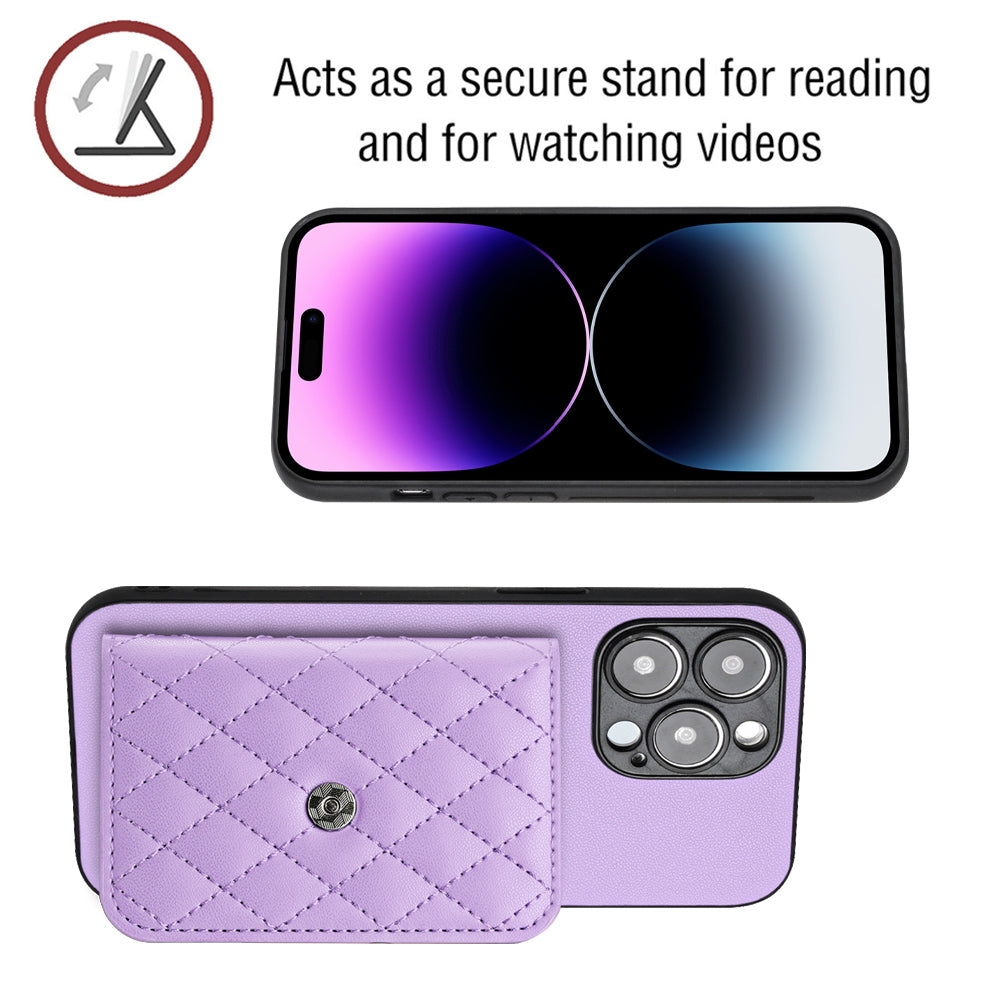 iPhone 15 Pro Leather Case with Card Holder & RFID Protection, Long Lanyard Included
