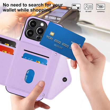 iPhone 15 Pro Leather Case with Card Holder & RFID Protection, Long Lanyard Included