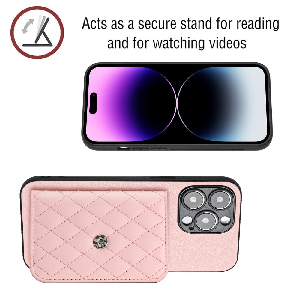 iPhone 15 Pro Leather Case with Card Holder & RFID Protection, Long Lanyard Included