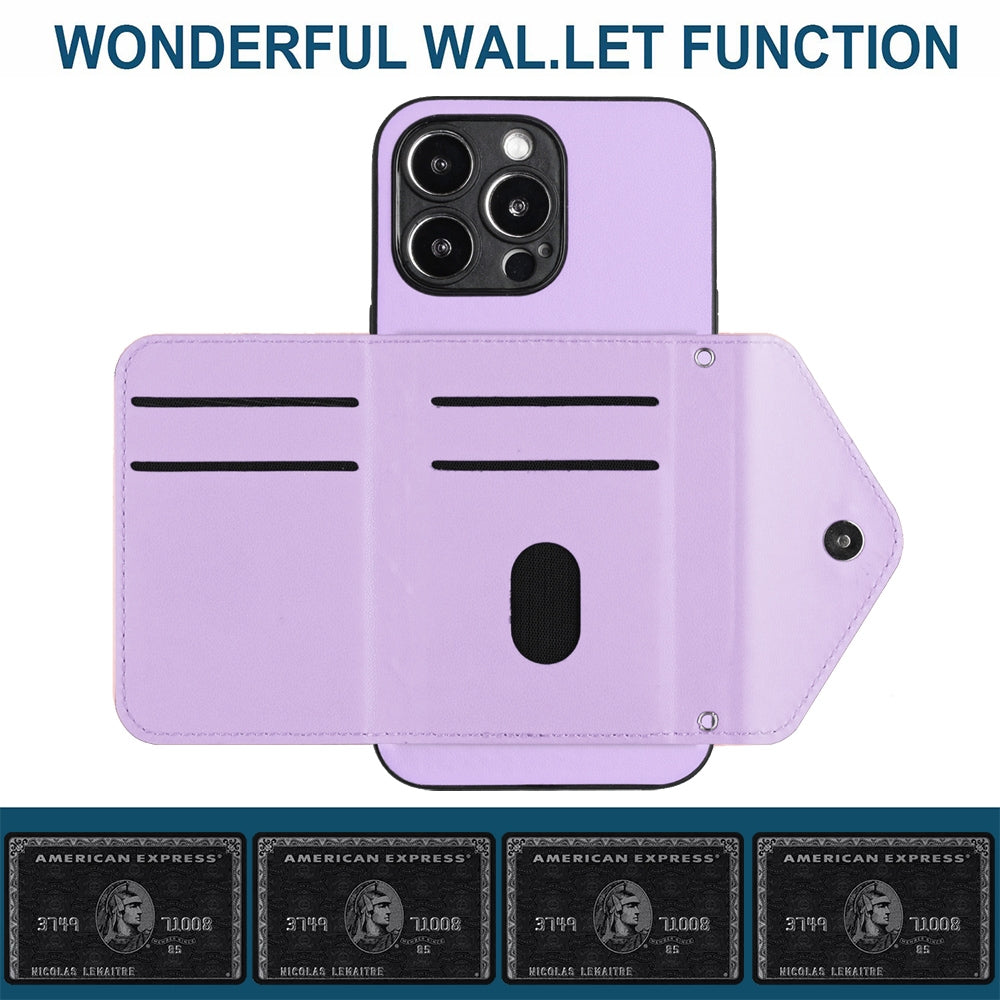 iPhone 15 Pro Max Leather Case with Card Holder & RFID Protection, Long Lanyard Included