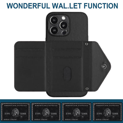 iPhone 15 Pro Max Leather Case with Card Holder & RFID Protection, Long Lanyard Included