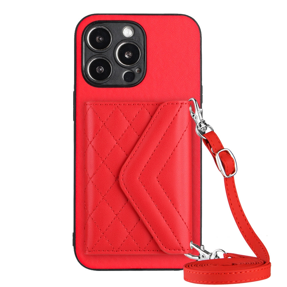iPhone 15 Pro Max Leather Case with Card Holder & RFID Protection, Long Lanyard Included