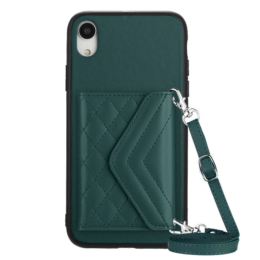 iPhone XR Leather Case with Card Holder & RFID Protection, Long Lanyard Included