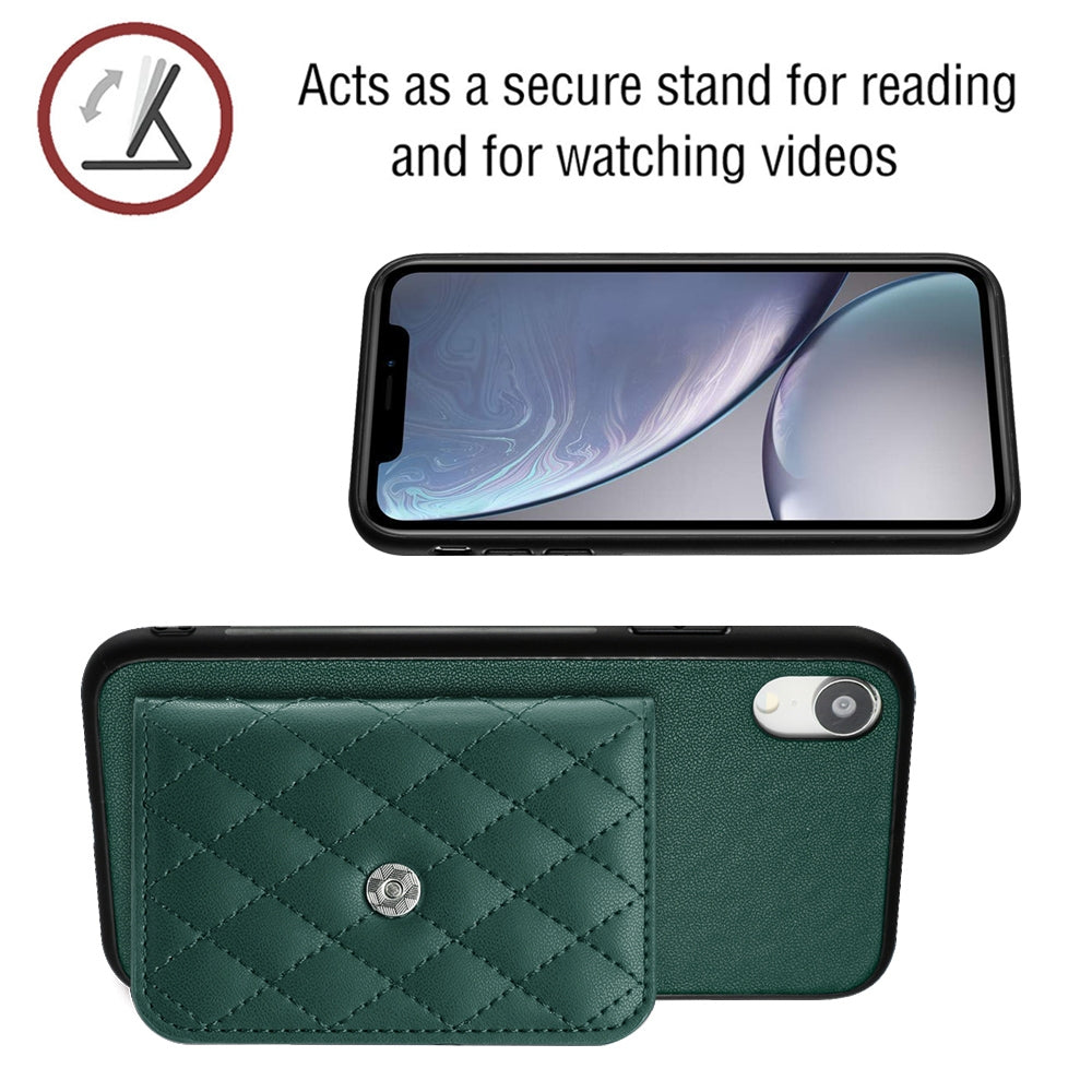 iPhone XR Leather Case with Card Holder & RFID Protection, Long Lanyard Included