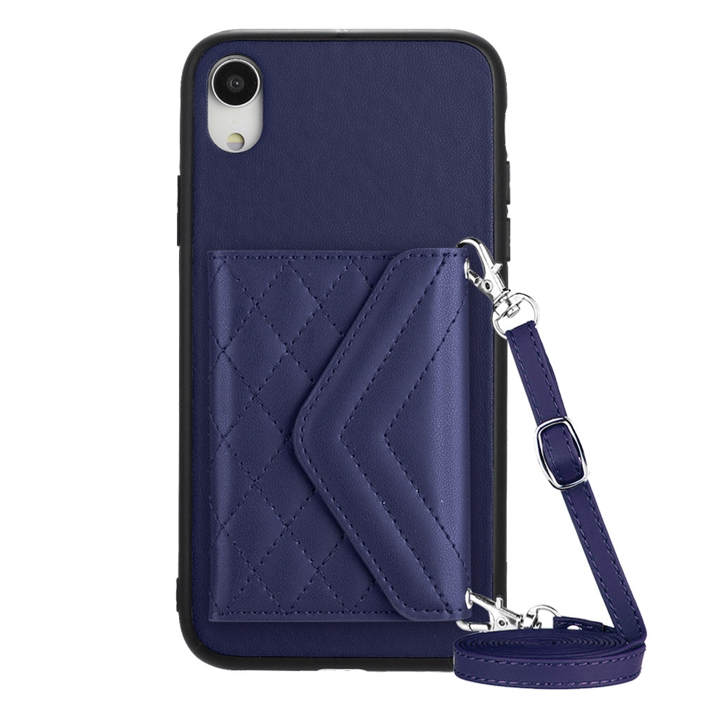 iPhone XR Leather Case with Card Holder & RFID Protection, Long Lanyard Included