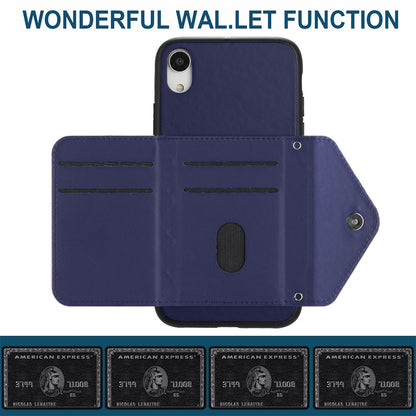 iPhone XR Leather Case with Card Holder & RFID Protection, Long Lanyard Included