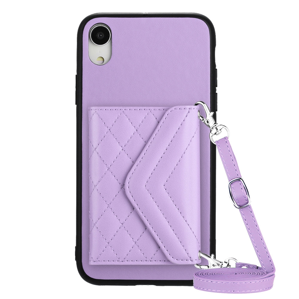 iPhone XR Leather Case with Card Holder & RFID Protection, Long Lanyard Included