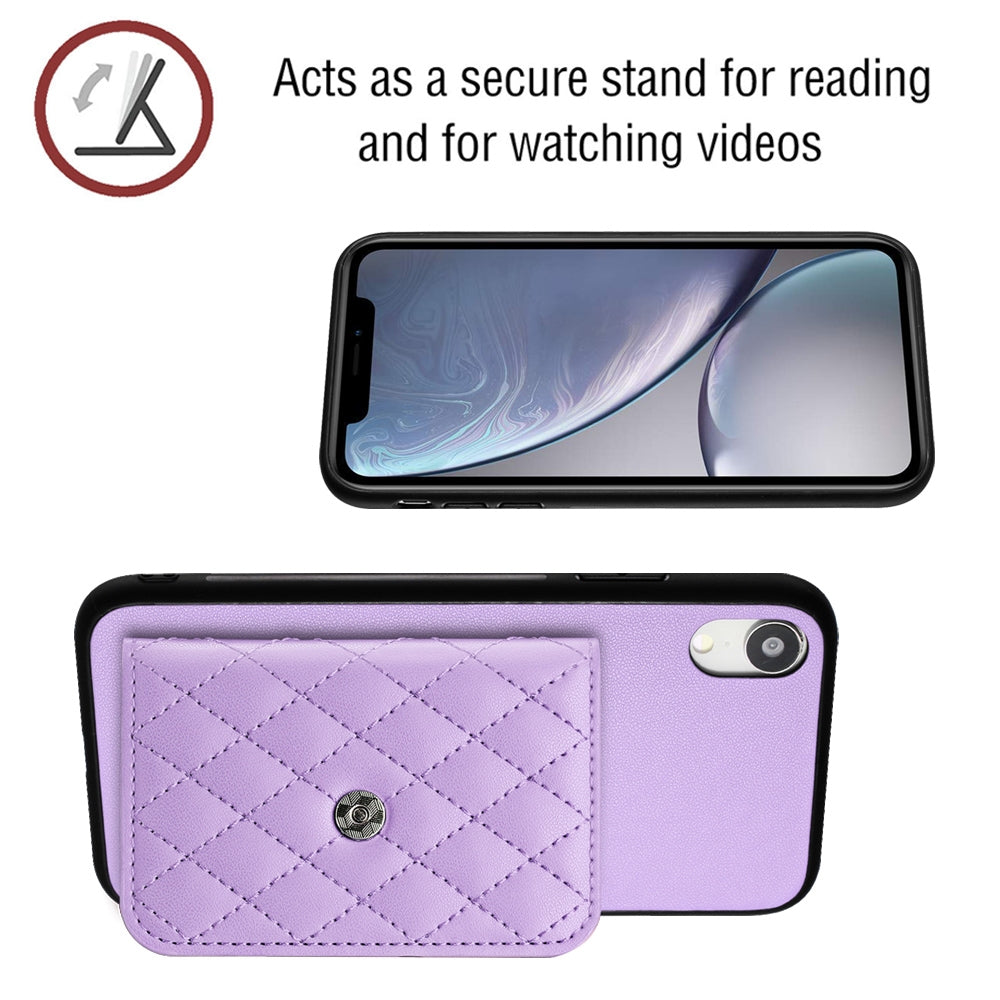 iPhone XR Leather Case with Card Holder & RFID Protection, Long Lanyard Included