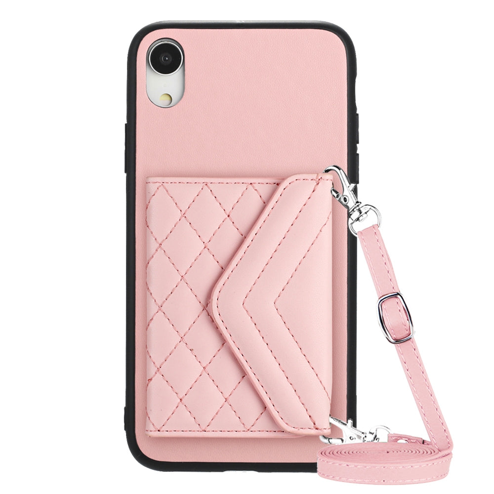 iPhone XR Leather Case with Card Holder & RFID Protection, Long Lanyard Included
