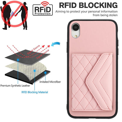 iPhone XR Leather Case with Card Holder & RFID Protection, Long Lanyard Included