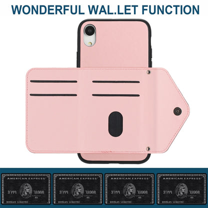 iPhone XR Leather Case with Card Holder & RFID Protection, Long Lanyard Included