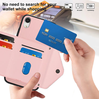 iPhone XR Leather Case with Card Holder & RFID Protection, Long Lanyard Included