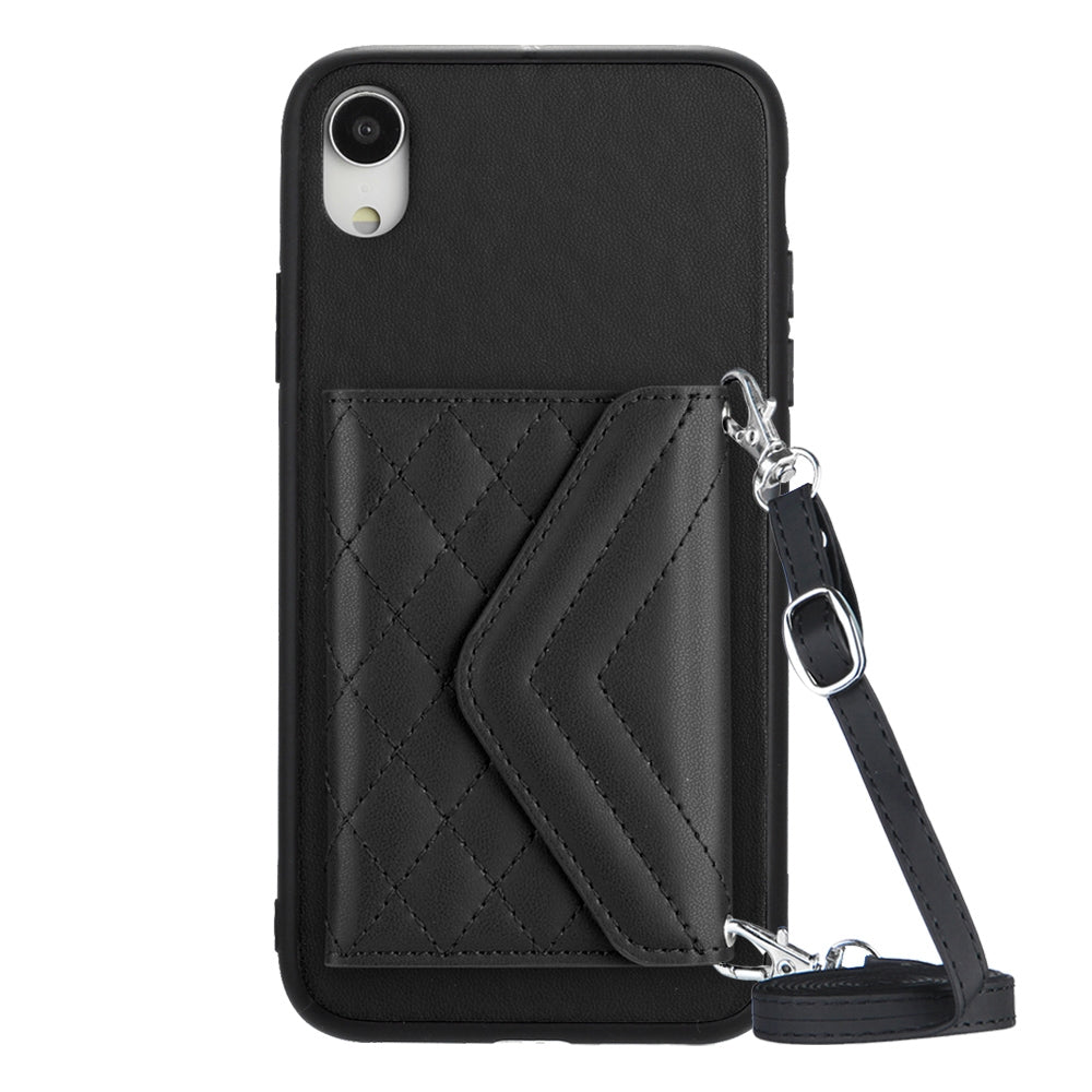 iPhone XR Leather Case with Card Holder & RFID Protection, Long Lanyard Included