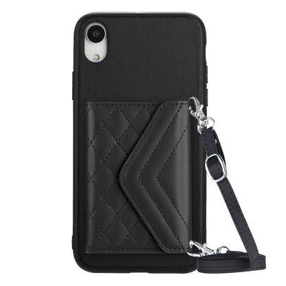 iPhone XR Leather Case with Card Holder & RFID Protection, Long Lanyard Included