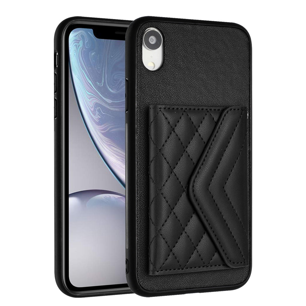 iPhone XR Leather Case with Card Holder & RFID Protection, Long Lanyard Included
