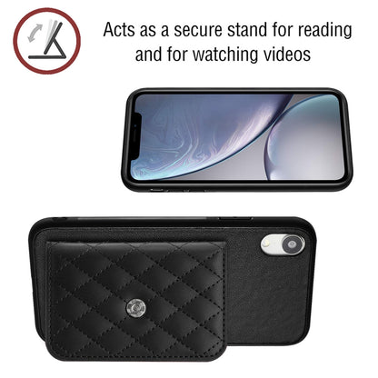 iPhone XR Leather Case with Card Holder & RFID Protection, Long Lanyard Included