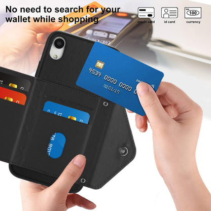 iPhone XR Leather Case with Card Holder & RFID Protection, Long Lanyard Included