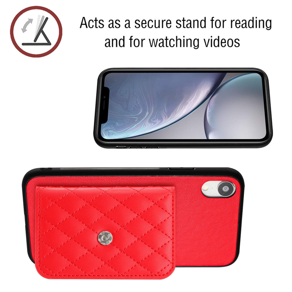 iPhone XR Leather Case with Card Holder & RFID Protection, Long Lanyard Included
