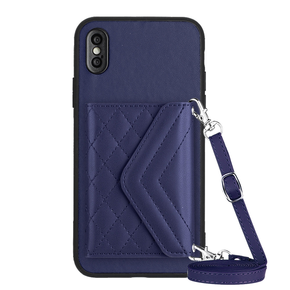 iPhone XS Max Leather Case with Card Holder & RFID Protection, Long Lanyard Included