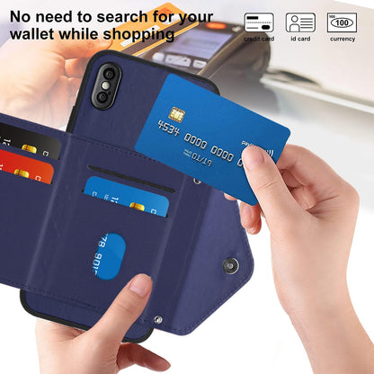 iPhone XS Max Leather Case with Card Holder & RFID Protection, Long Lanyard Included