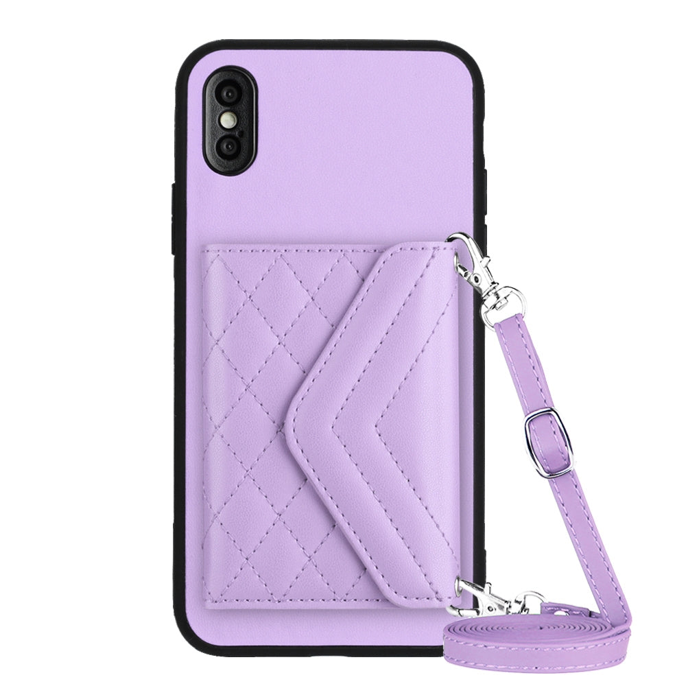 iPhone XS Max Leather Case with Card Holder & RFID Protection, Long Lanyard Included