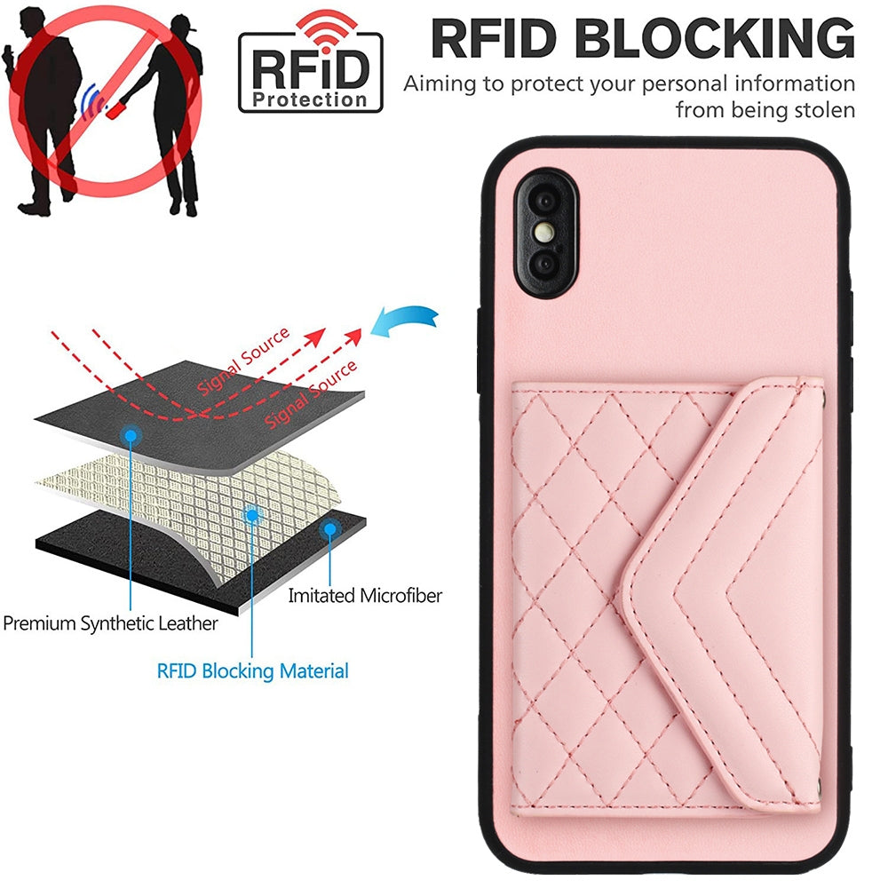 iPhone XS Max Leather Case with Card Holder & RFID Protection, Long Lanyard Included