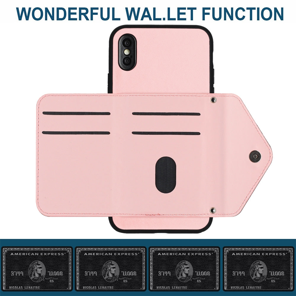 iPhone XS Max Leather Case with Card Holder & RFID Protection, Long Lanyard Included