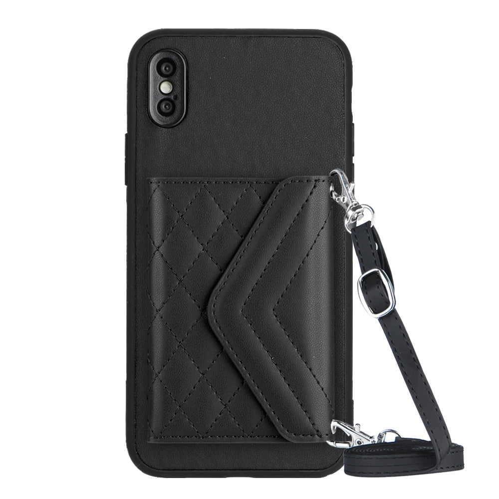 iPhone XS Max Leather Case with Card Holder & RFID Protection, Long Lanyard Included