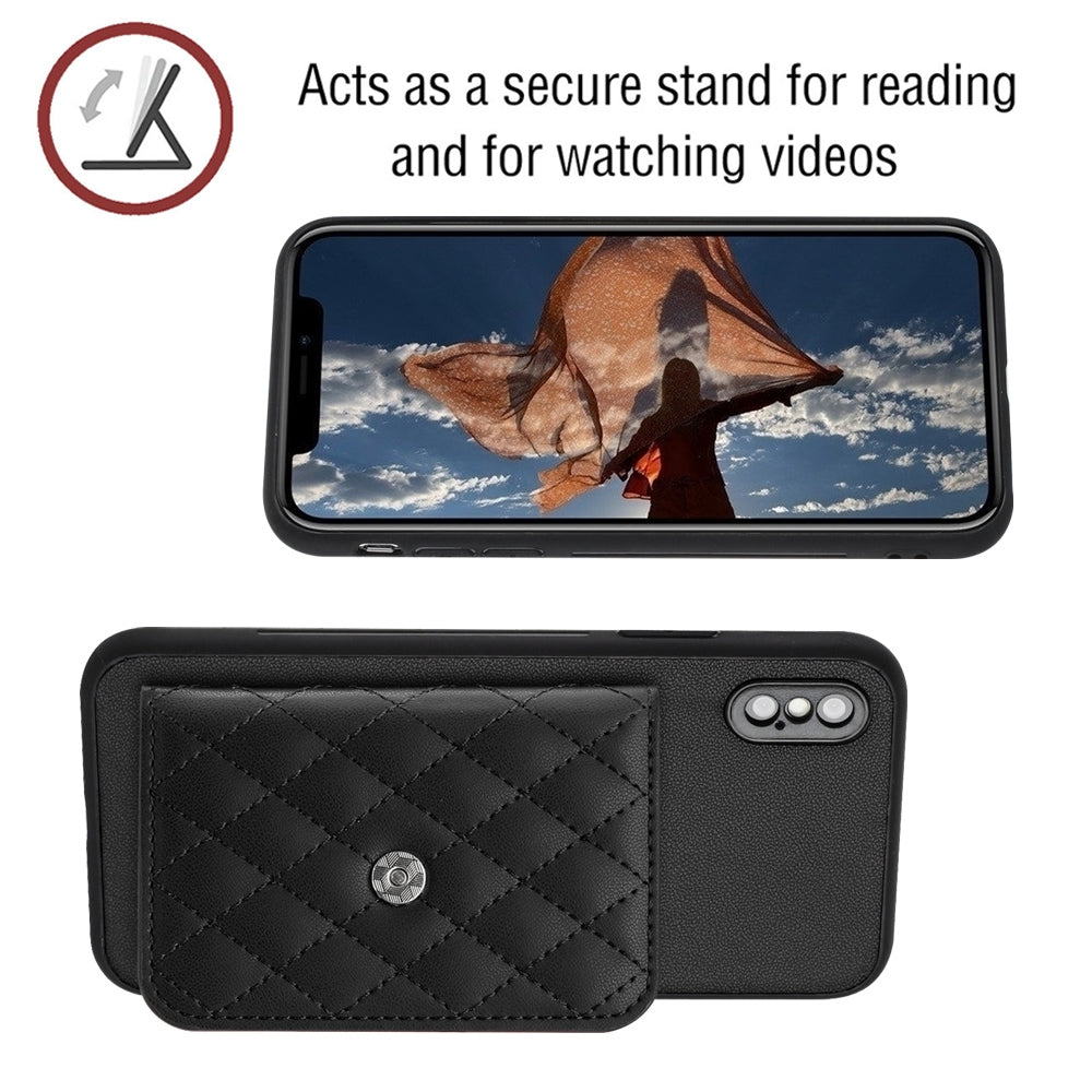 iPhone XS Max Leather Case with Card Holder & RFID Protection, Long Lanyard Included
