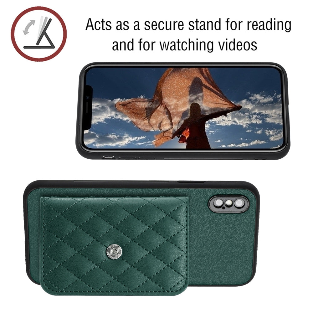 iPhone X Leather Case with Card Holder & RFID Protection, Long Lanyard Included