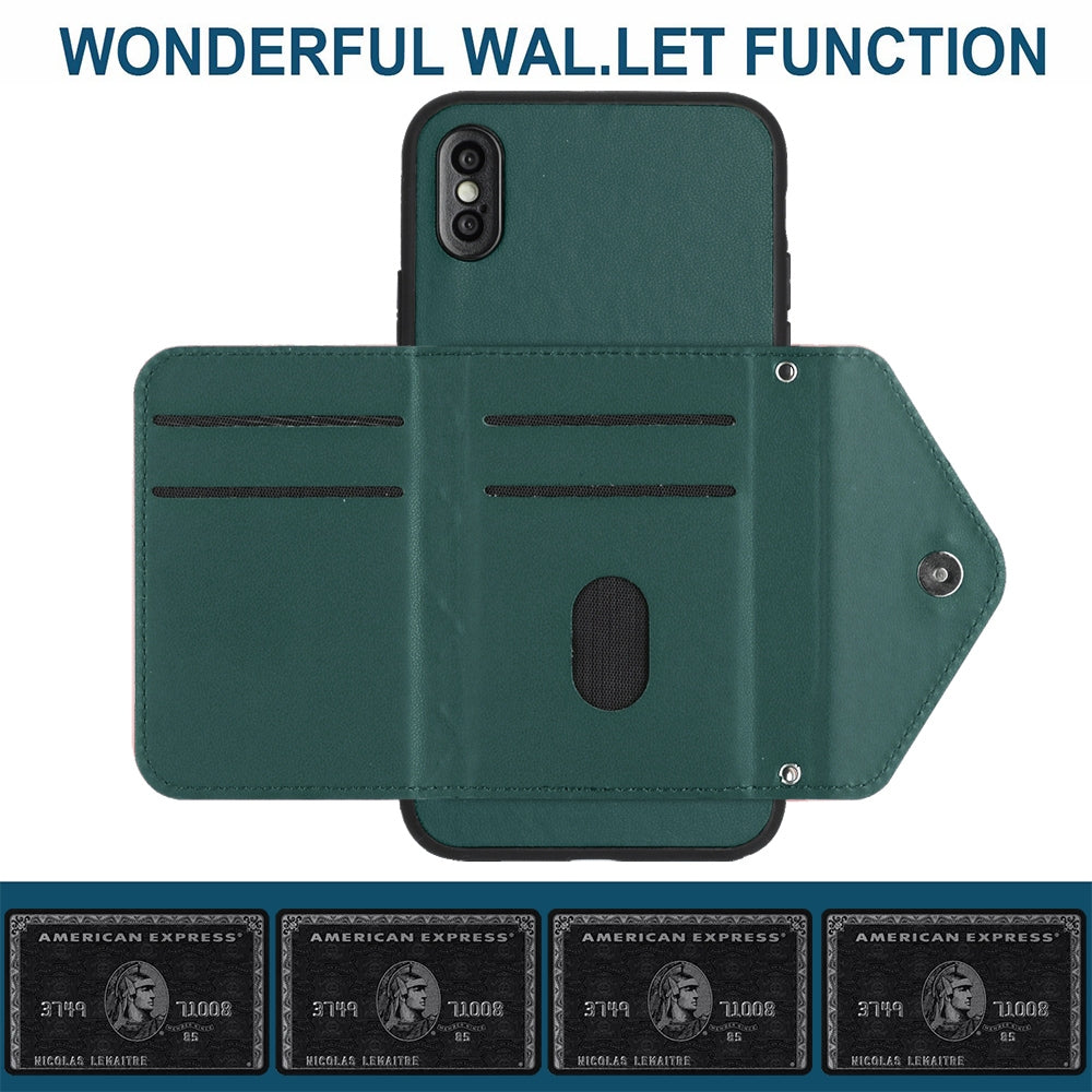 iPhone XS Leather Case with Card Holder & RFID Protection, Long Lanyard Included