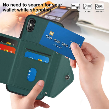 iPhone XS Leather Case with Card Holder & RFID Protection, Long Lanyard Included