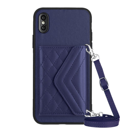 iPhone XS Leather Case with Card Holder & RFID Protection, Long Lanyard Included