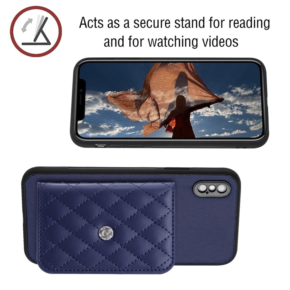 iPhone XS Leather Case with Card Holder & RFID Protection, Long Lanyard Included