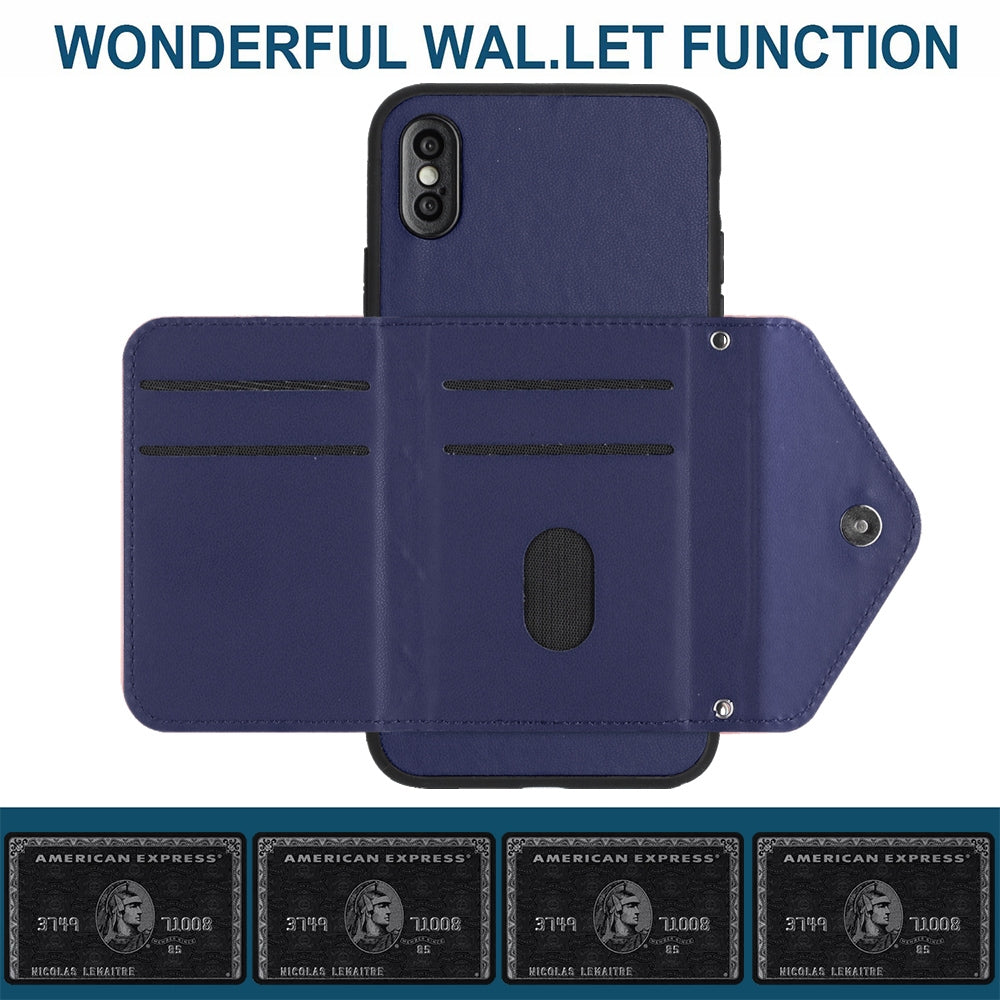 iPhone XS Leather Case with Card Holder & RFID Protection, Long Lanyard Included