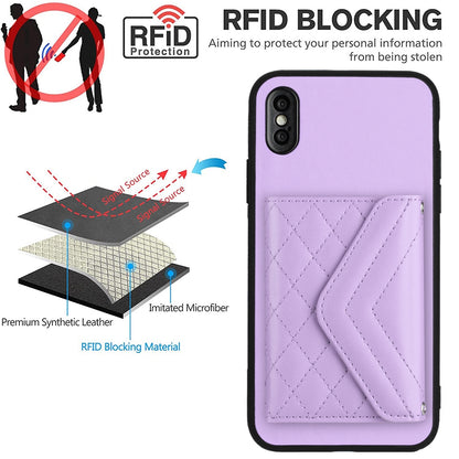 iPhone X Leather Case with Card Holder & RFID Protection, Long Lanyard Included