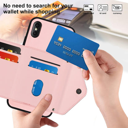 iPhone X Leather Case with Card Holder & RFID Protection, Long Lanyard Included