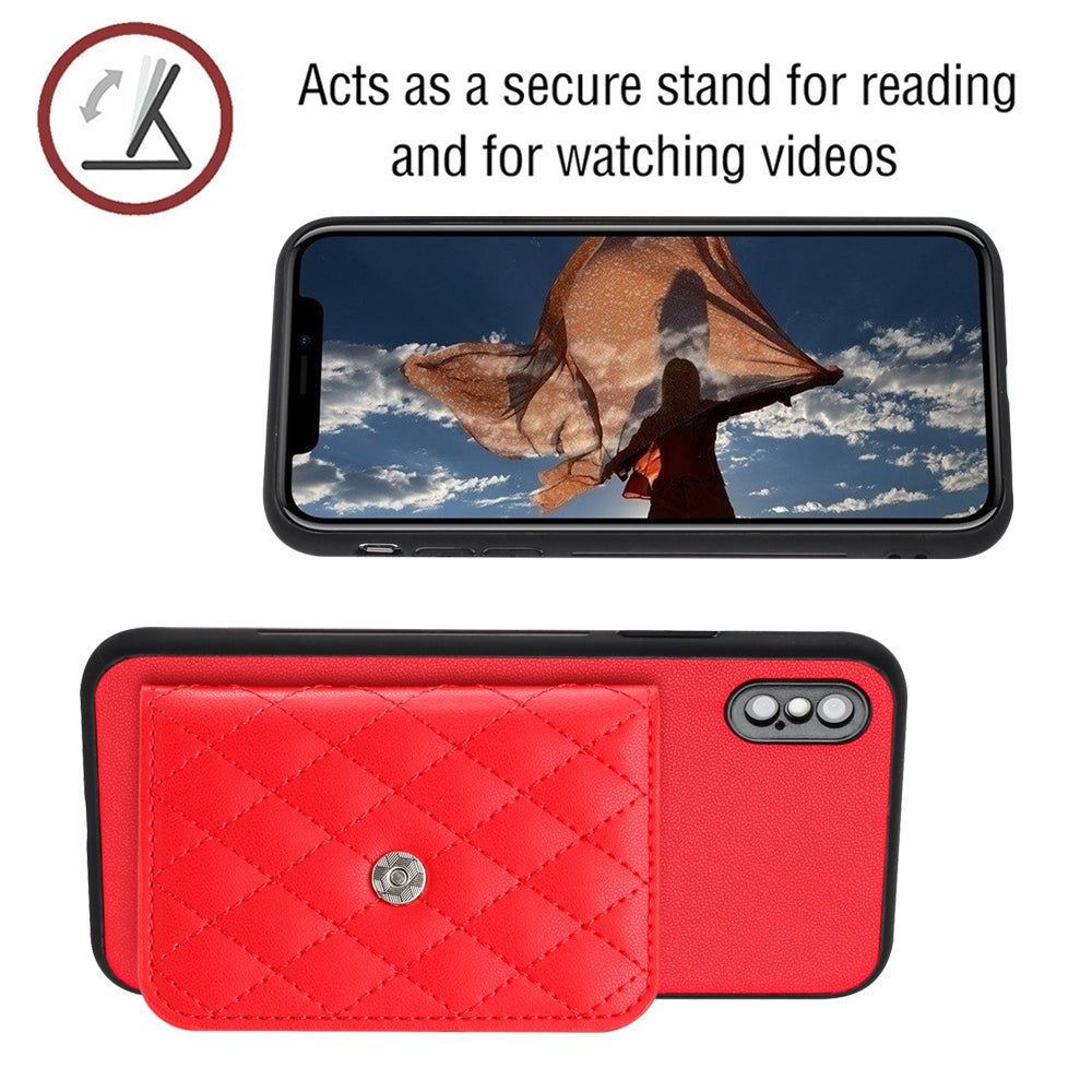 iPhone X Leather Case with Card Holder & RFID Protection, Long Lanyard Included
