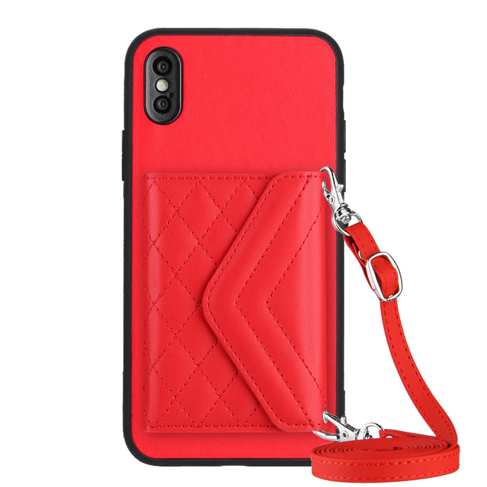 iPhone XS Leather Case with Card Holder & RFID Protection, Long Lanyard Included