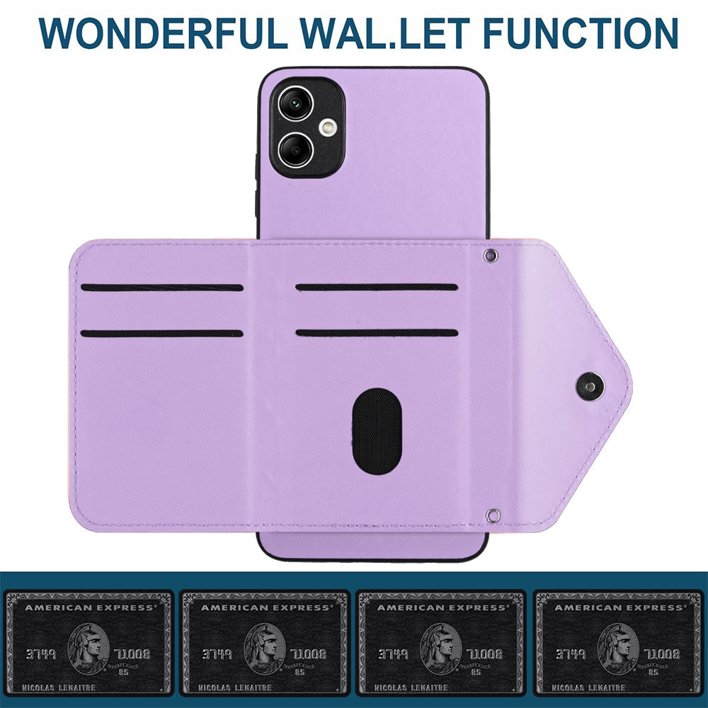 Samsung Galaxy A04 4G Leather Case with Card Holder & RFID Protection, Long Lanyard Included