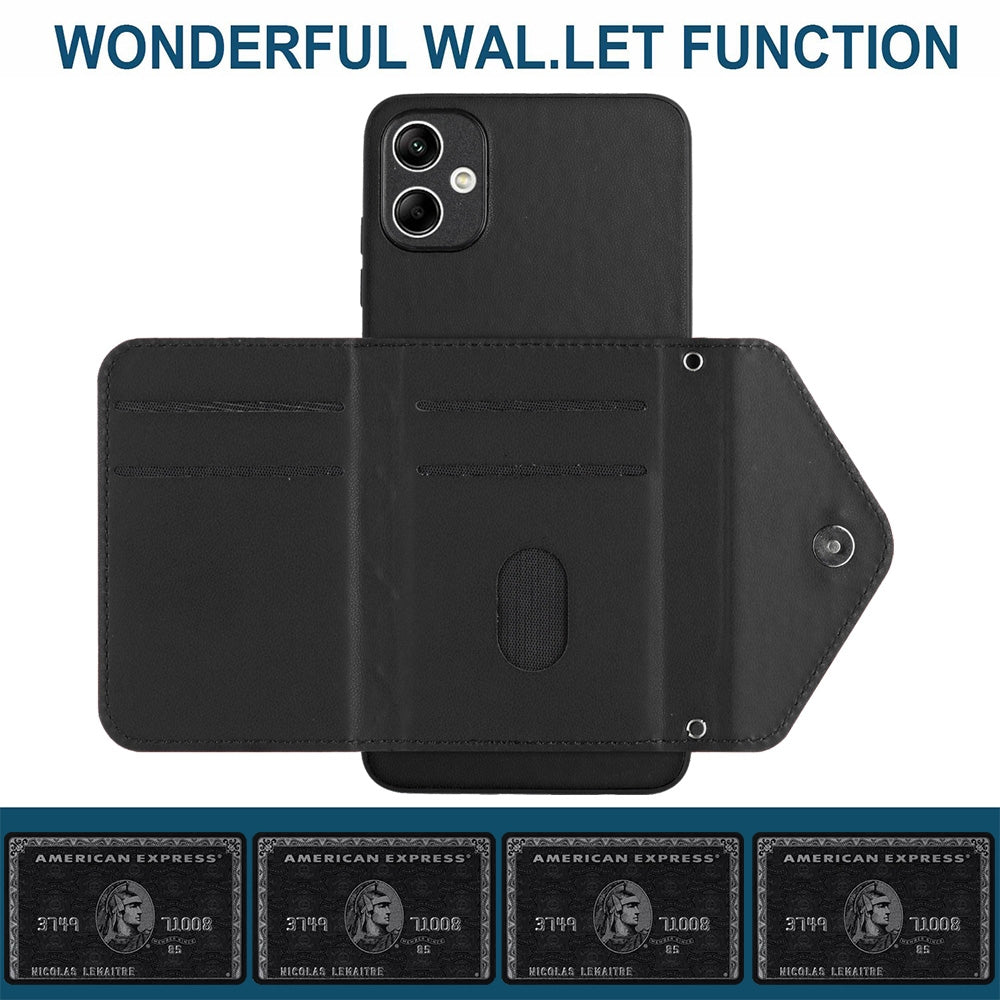 Samsung Galaxy A04 4G Leather Case with Card Holder & RFID Protection, Long Lanyard Included