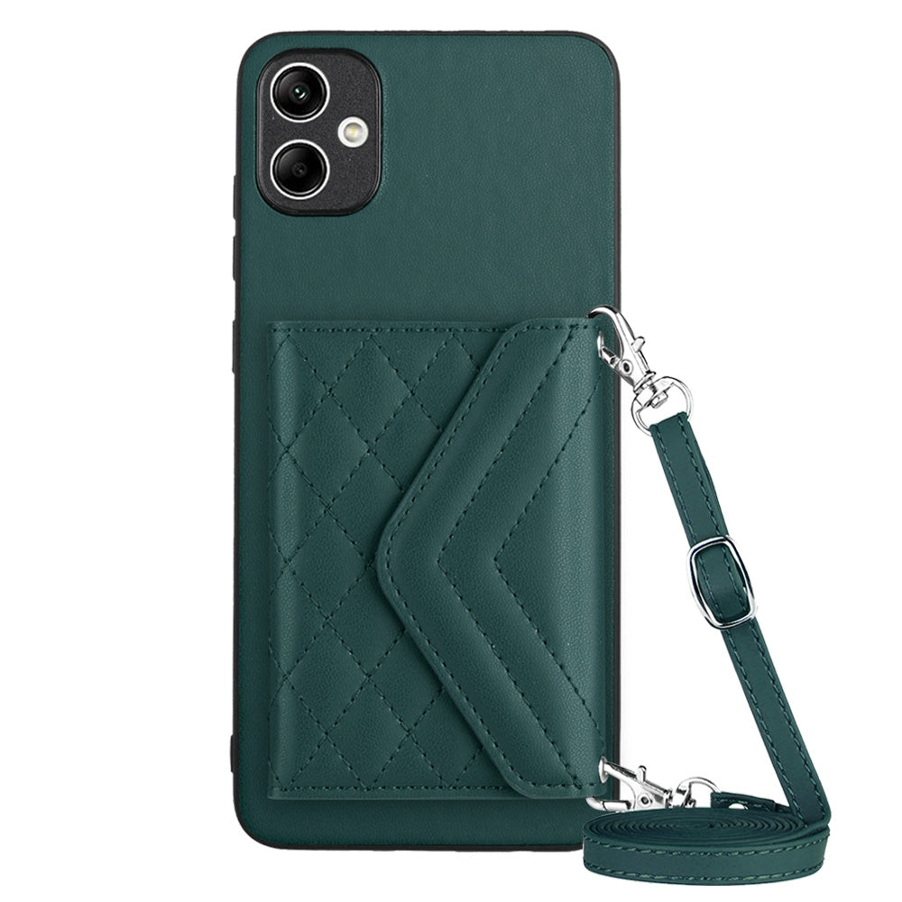 Samsung Galaxy A04e 4G Leather Case with Card Holder & RFID Protection, Long Lanyard Included