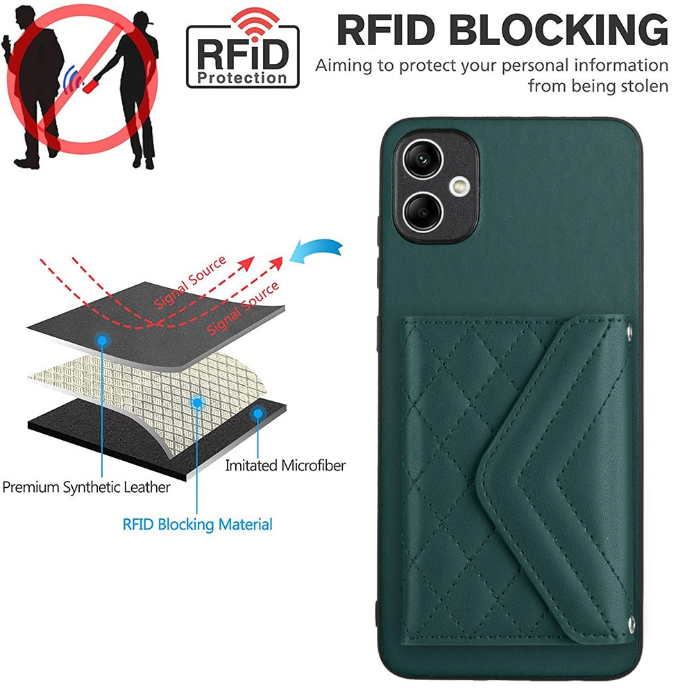 Samsung Galaxy A04e 4G Leather Case with Card Holder & RFID Protection, Long Lanyard Included