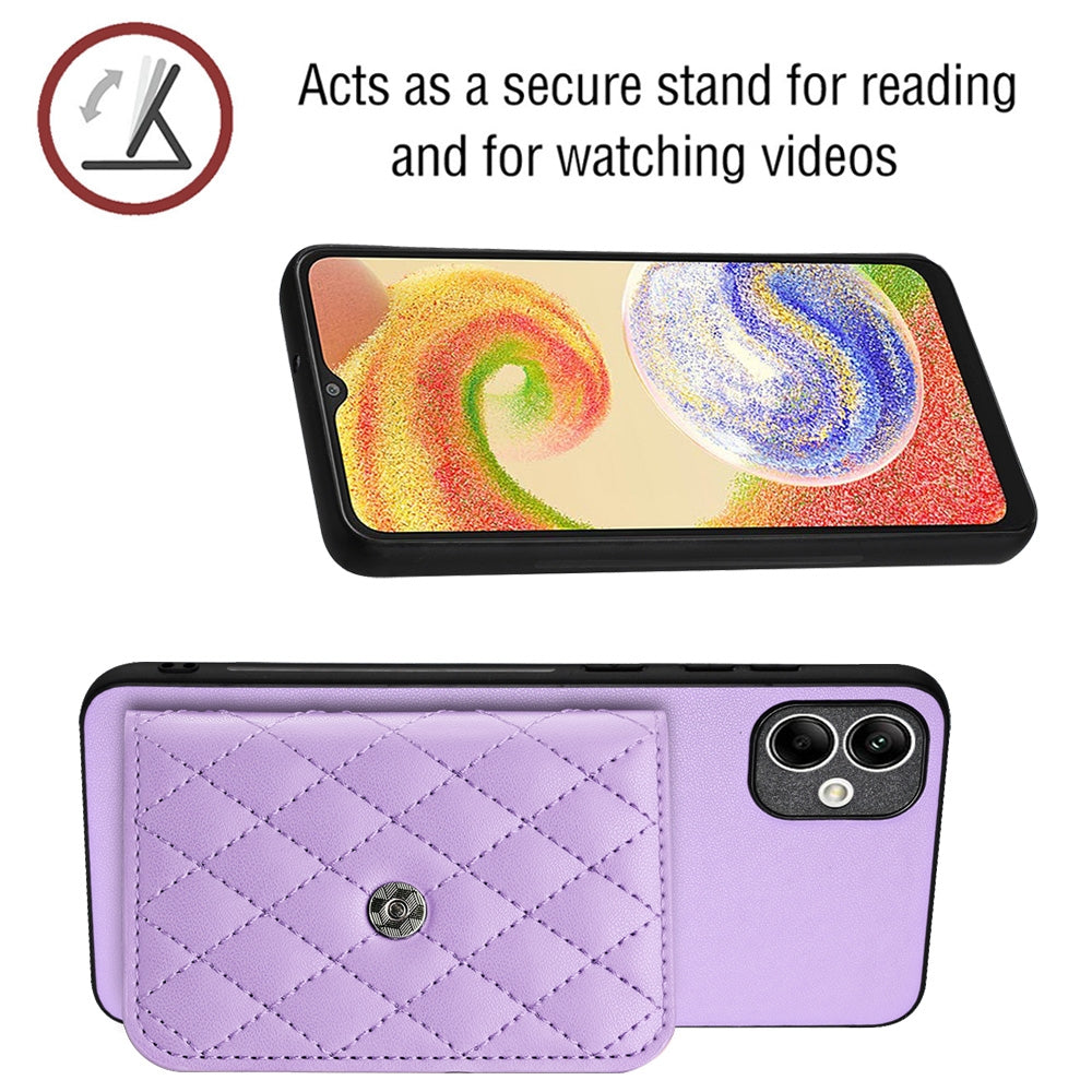 Samsung Galaxy A04e 4G Leather Case with Card Holder & RFID Protection, Long Lanyard Included