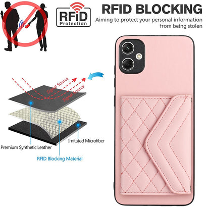Samsung Galaxy M04 4G Leather Case with Card Holder & RFID Protection, Long Lanyard Included