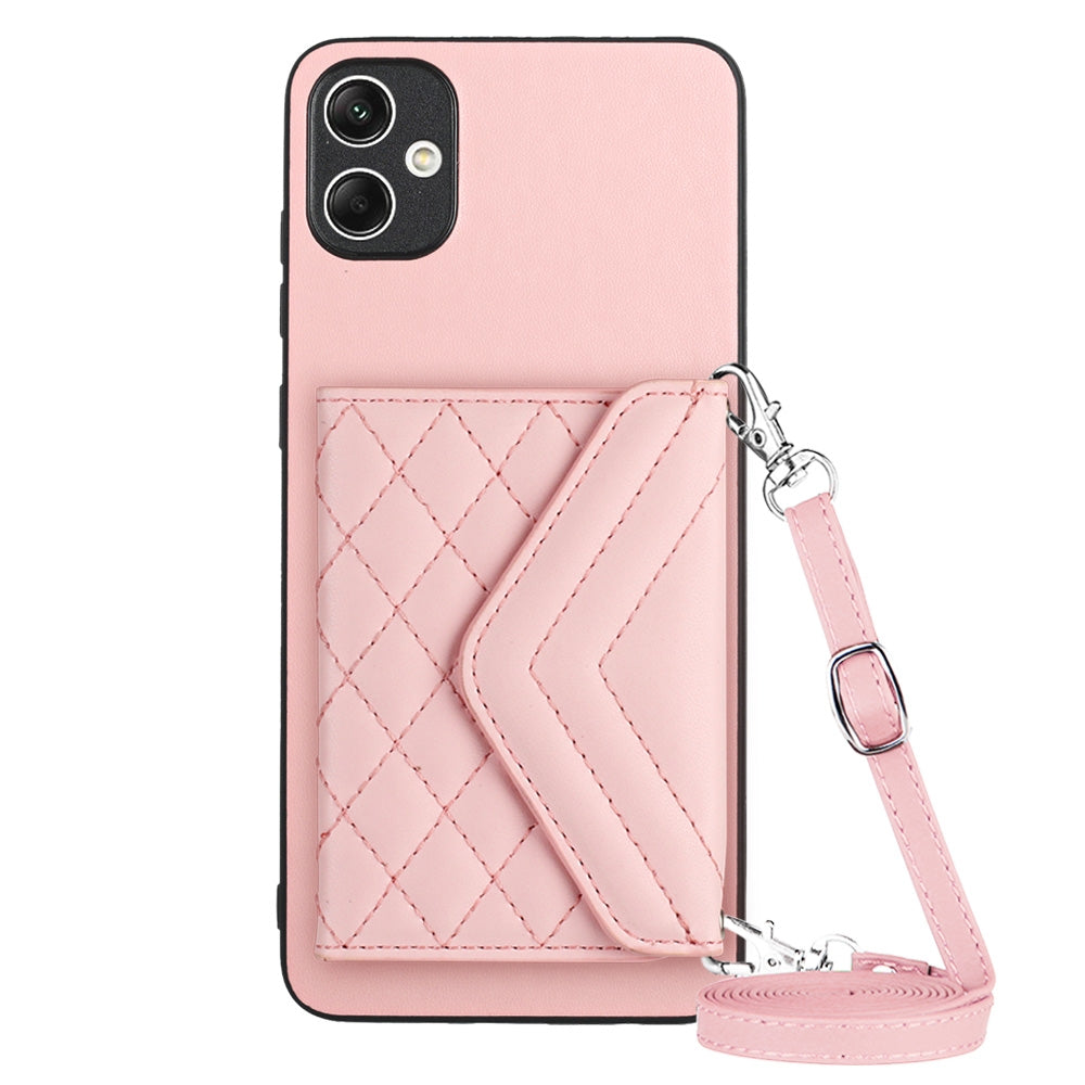 Samsung Galaxy M04 4G Leather Case with Card Holder & RFID Protection, Long Lanyard Included