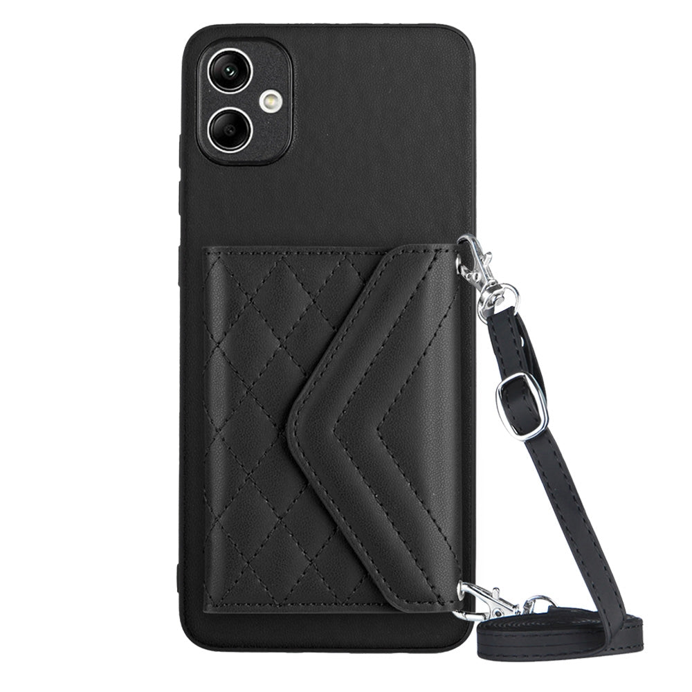 Samsung Galaxy A04e 4G Leather Case with Card Holder & RFID Protection, Long Lanyard Included