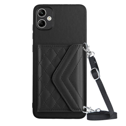 Samsung Galaxy M04 4G Leather Case with Card Holder & RFID Protection, Long Lanyard Included