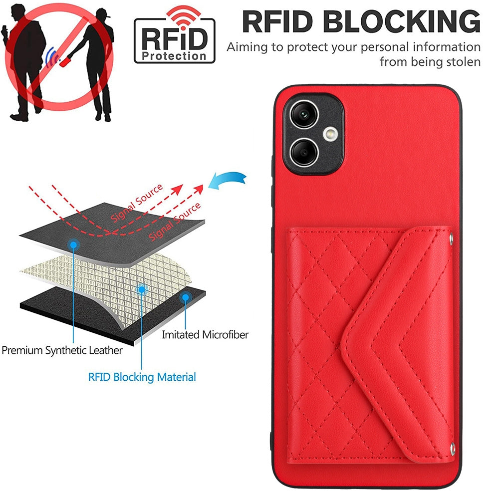 Samsung Galaxy A04e 4G Leather Case with Card Holder & RFID Protection, Long Lanyard Included